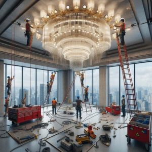 chandelier installation