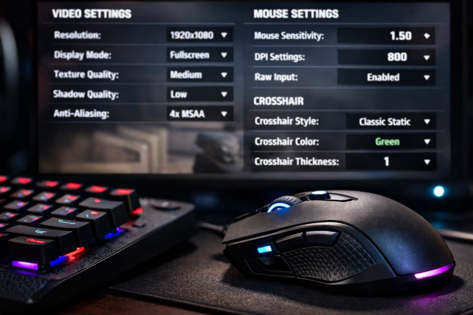 gaming setup with customizable options